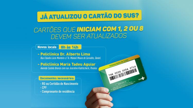 Atualização do Cartão SUS com numeração inicial em 1, 2 ou 8