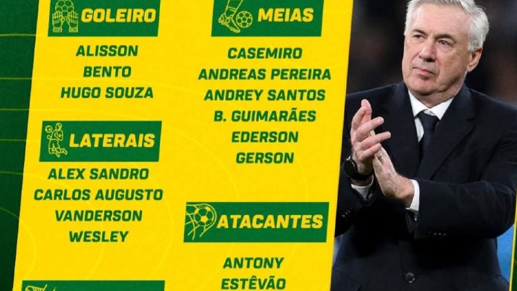 1ª CONVOCAÇÃO DE ANCELOTTI NA SELEÇÃO BRASILEIRA