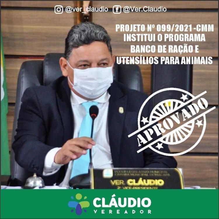 Vereador Cláudio viabiliza o Programa Banco de Ração e Utensílios para Animais