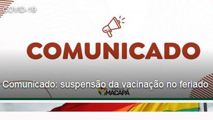 Comunicado: suspensão da vacinação no feriado