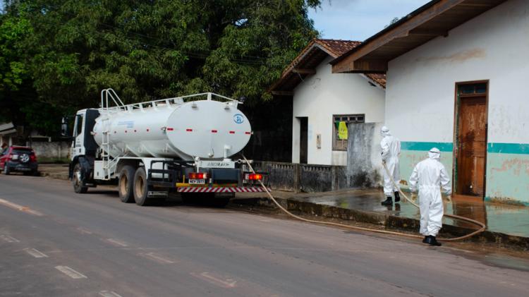 Prefeitura de Mazagão inicia higienização e desinfecção da sede município