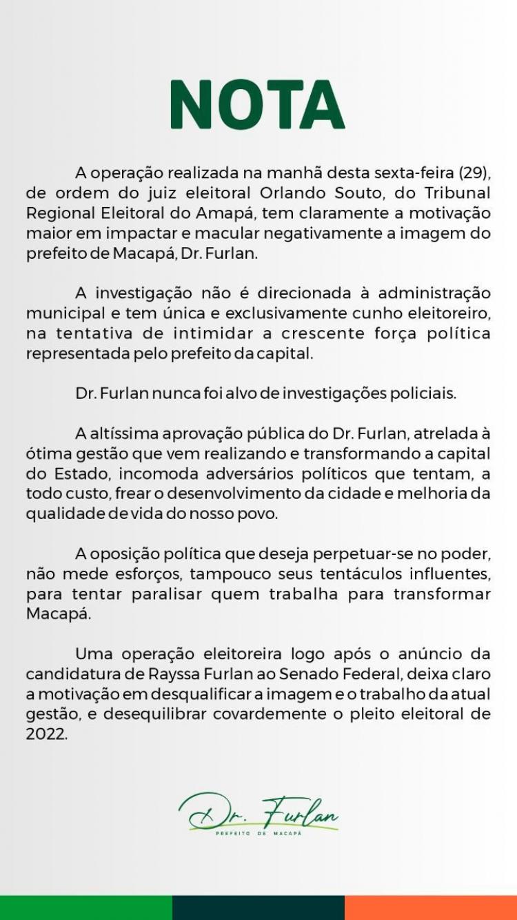 NOTA: PREFEITURA DE MACAPÁ